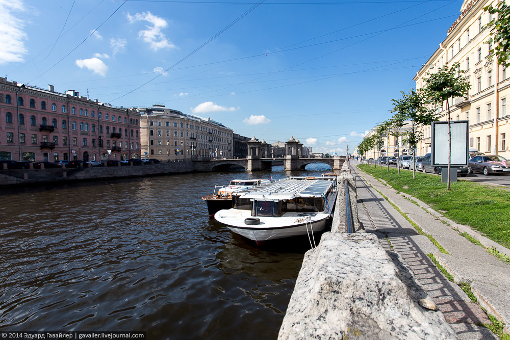 The Fontanka River's embankment. The river's name is related to fountains of the Summer Garden.